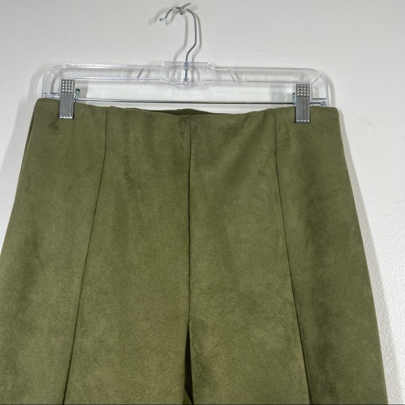 LOFT NWT Faux Suede Ankle Zip Leggings Trousers Olive Green Medium Preppy - Picture 3 of 8